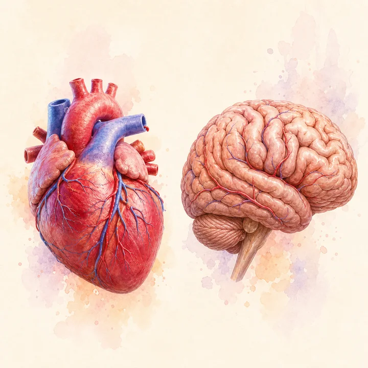 Comparação anatômica: Coração vs. Cérebro